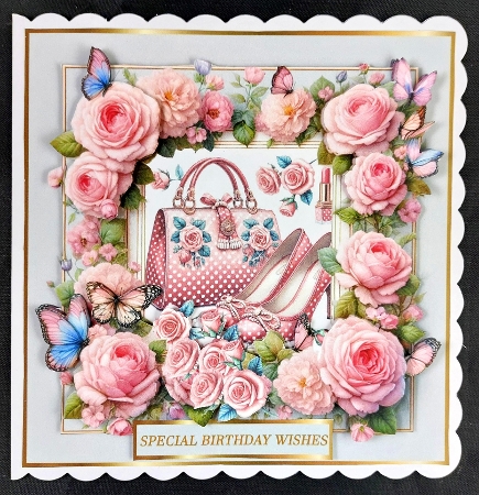 roses handbag and shoes by Linda Short
