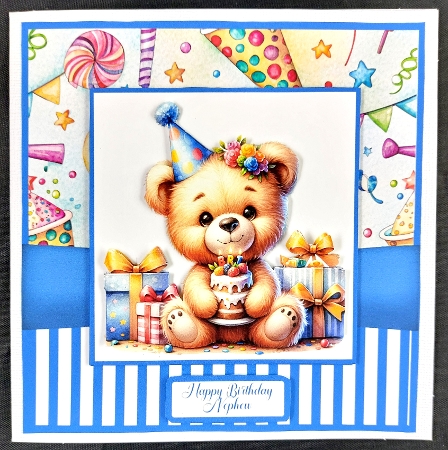 Birthday Bears Card Front 6x6 by Linda Short