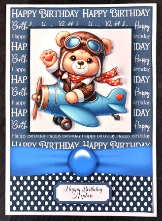 Flying Teddies Card Front 7x5 by Linda Short
