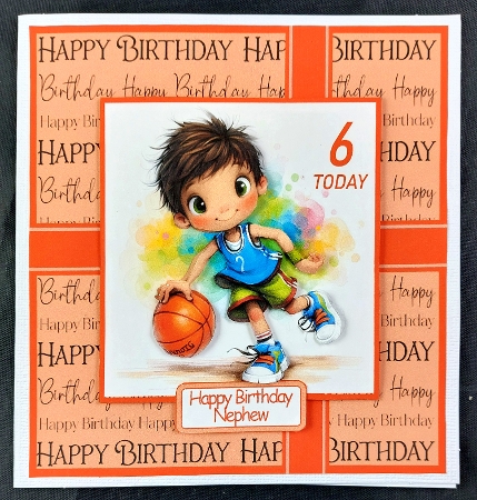 Basketball Birthday Boy Card Front 6x6 by Linda Short