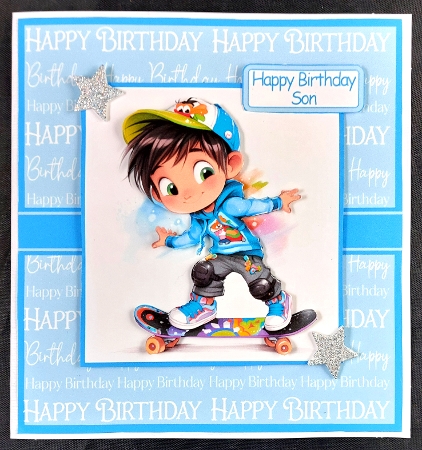 Skater Boi Birthday Boy Card Front 6x6 by Linda Short