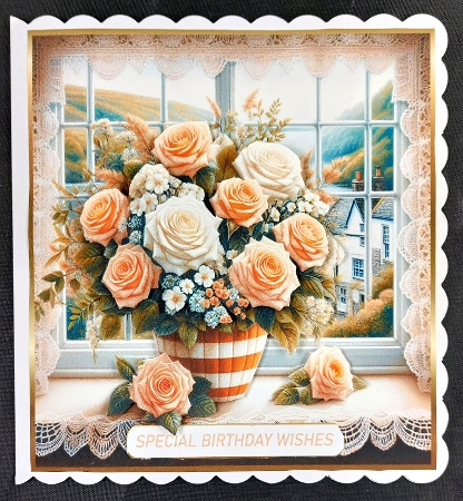 vase of flowers 3 orange roses by Linda Short