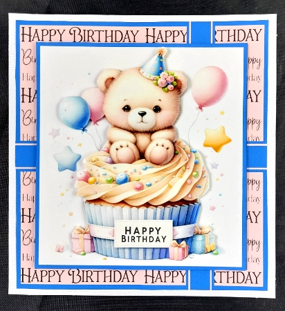 Happy Birthday Cupcakes 3 Card Front 6x6 by Linda Short