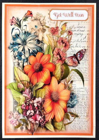 Orange Floral & Butterfly 5 x 7 All Occasions Card by Linda Short