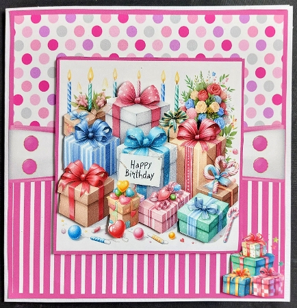 Birthday Presents Card Front 6x6 by Linda Short