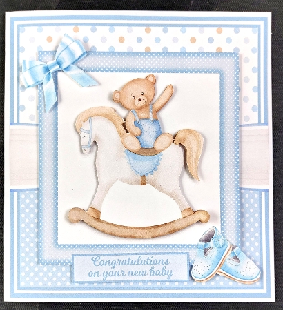 7x7 6x6 5x7 NEW BABY BOY TEDDY by Linda Short