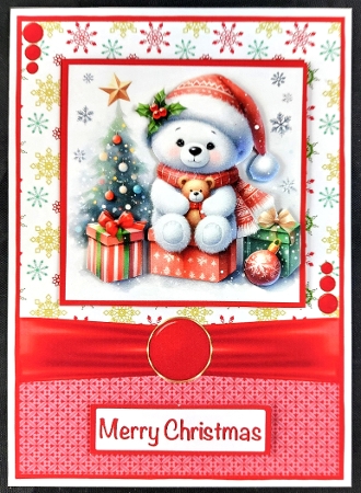 Christmas Teddy Card Front 5x7 by Linda Short