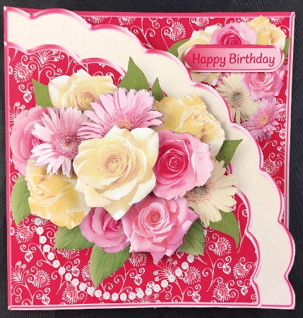 Roses and Gerberas - Shell Front Card Mini Kit by Linda Short