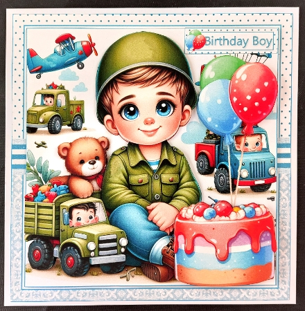7x7 Soldier boy birthday choice of four mini kit by Linda Short