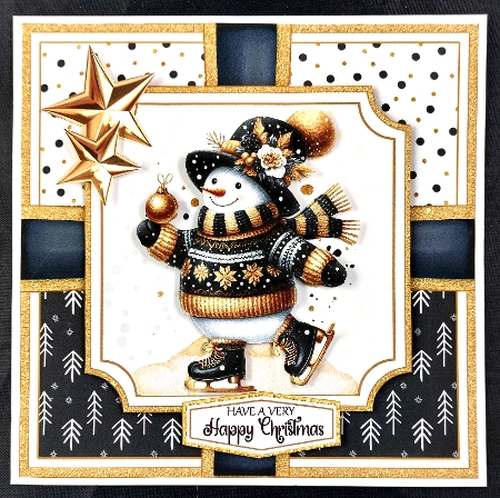 Black & Gold Snowman-4 by Linda Short