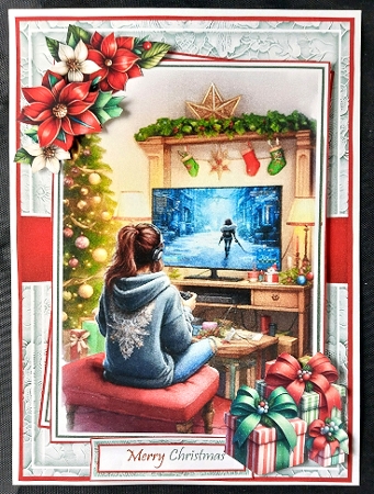 Christmas Gamer Girl With Set Of 4 Toppers by Linda Short