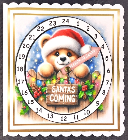 advent calendar card  11 teddy by Linda Short