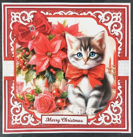 SWEET CHRISTMAS KITTEN 6x6 by Linda Short