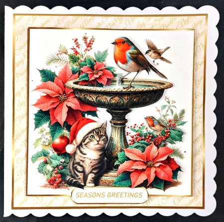 red christmas birdbath by Linda Short