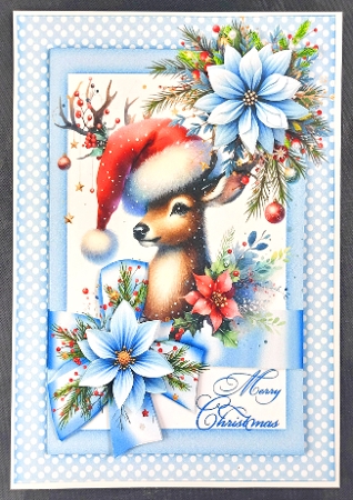 A5 Ribbon wrap Christmas Reindeer choice of four mini kit by Linda Short