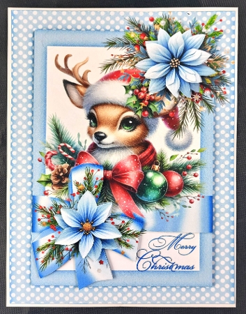 A5 Ribbon wrap Christmas Reindeer choice of four mini kit by Linda Short