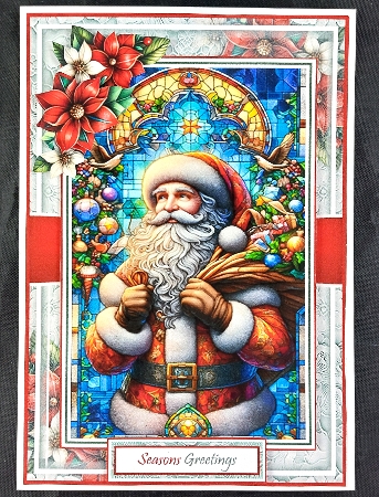 Santa Stained Glass Window With Set Of 3 Toppers by Linda Short