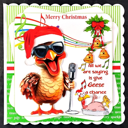 7x7 The Singing Christmas turkey choice of four mini kit by Linda Short