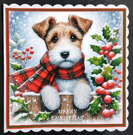 Christmas Holly Fence Pups 2 by Linda Short