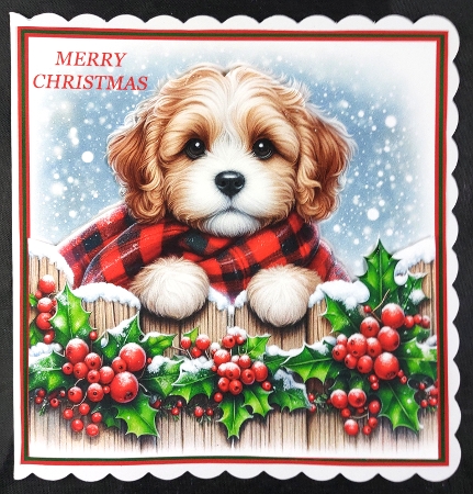 Christmas Holly Fence Pups 6 by Linda Short