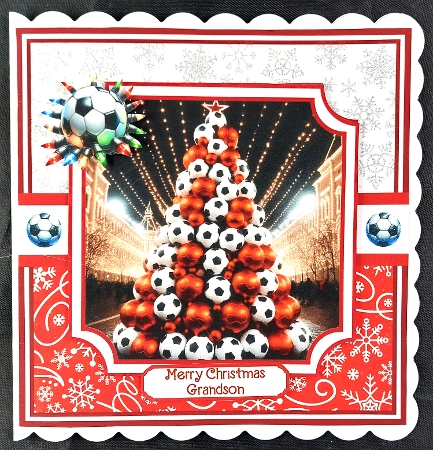 CHRISTMAS FOOTBALL TREE 6x6 5x7 by Linda Short