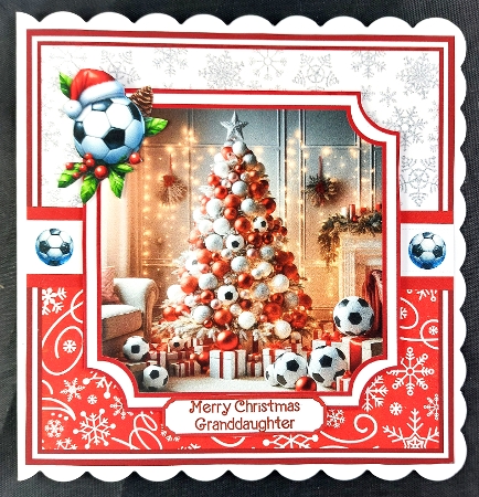 CHRISTMAS FOOTBALL TREE 6x6 5x7 by Linda Short