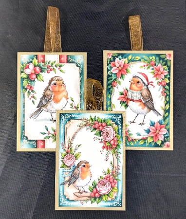 Robin Winter Floral Tags / Toppers by Linda Short