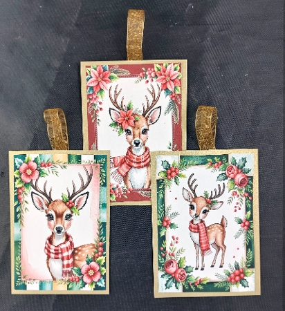 Deer Winter Floral Tags / Toppers by Linda Short