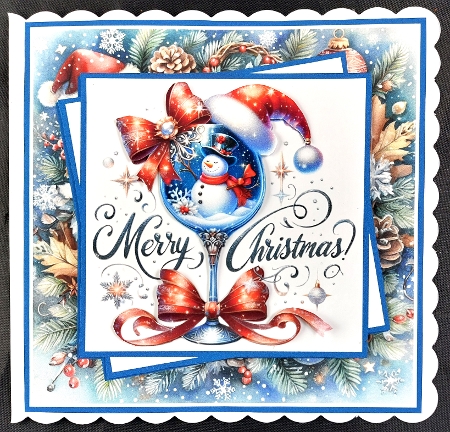 Snowman In A Wine Glass Mini Kit 8x8 by Linda Short