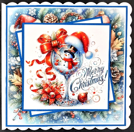 Snowman In A Wine Glass Mini Kit 8x8 by Linda Short