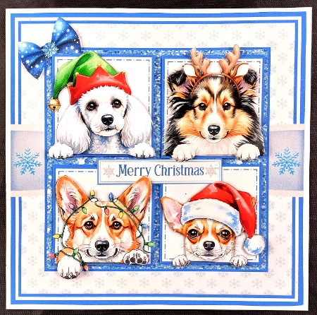 PEEKABOO CHRISTMAS DOGS set 3 6x6 & 5x7 by Linda Short