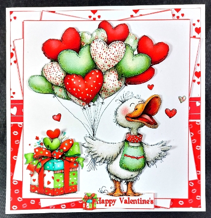 7x7 Silly goose Valentine choice of four mini kit by Linda Short
