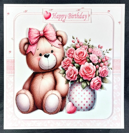 7x7 Teddy bear hugs and love for mother choice of four mini kit by Linda Short