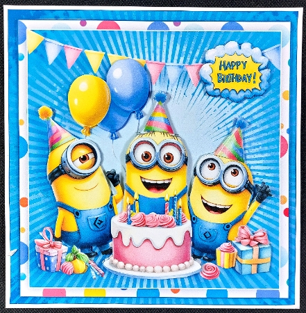 Minion Cheers Birthday Card Front Kit-1 by Linda Short