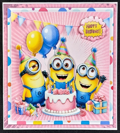 Minion Cheers Birthday Card Front Kit-2 by Linda Short