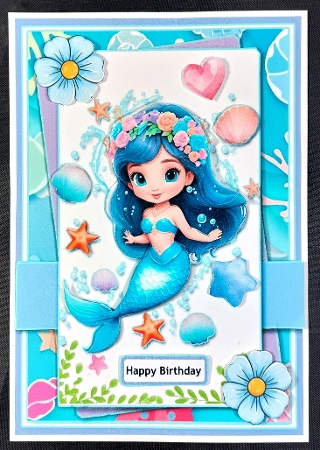 5x7 ~ Cute Mermaid Birthday Wishes by Linda Short