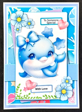 5x7 ~ Cute Baby Dolphin Birthday Wishes by Linda Short