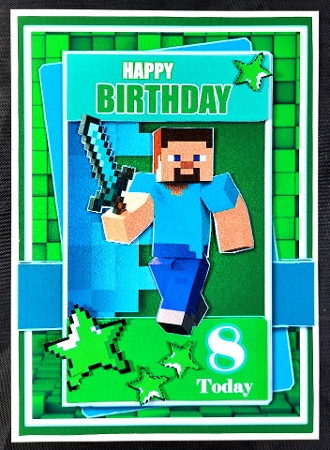 5x7 ~ Minecraft Birthday Wishes Ages 6 t0 10 by Linda Short