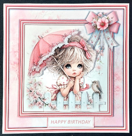 Girl with Pink Umbrella - Mini Kit 6x6 by Linda Short