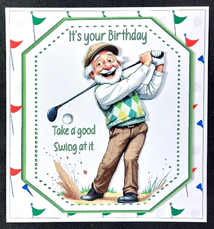 7x7 Grandpa and his golf swing choice of four mini kit by Linda Short