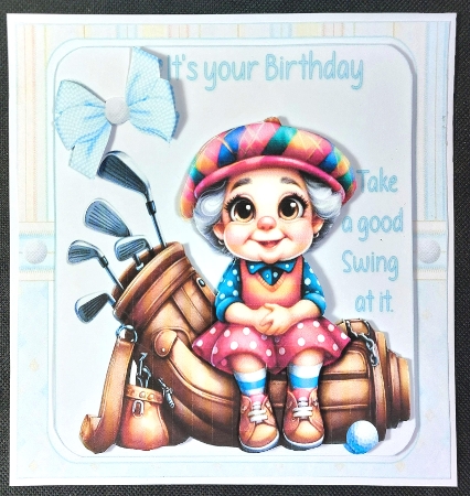 7x7 Grandma and her golf swing choice of four mini kit by Linda Short