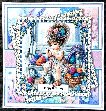 6x6 ~ Sweet Knitting Girl by Linda Short
