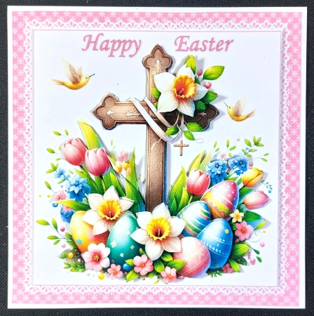 7x7 Easter cross with eggs choice of four mini kit by Linda Short