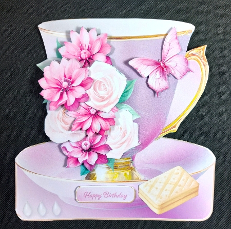 Pink Posy - Teacup Card Mini Kit by Linda Short