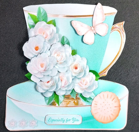 White Camellias - Teacup Card Mini Kit by Linda Short