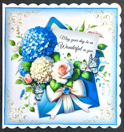 Hydrangea & Roses Envelope Card by Linda Short
