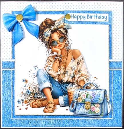 7x7 Sweet denim girl choice of four mini kit by Linda Short