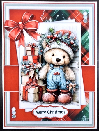 5x7 ~ Set Of 3 Christmas Teddys by Linda Short