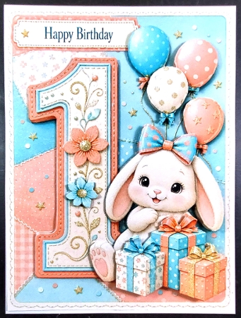 Number Card Birthday Girl 1 by Linda Short