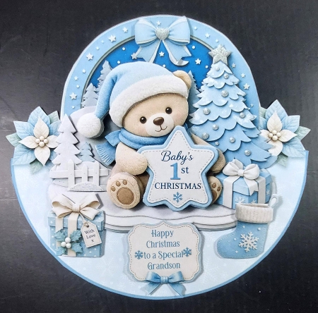 BABYS FIRST CHRISTMAS - BOY rocker card by Linda Short